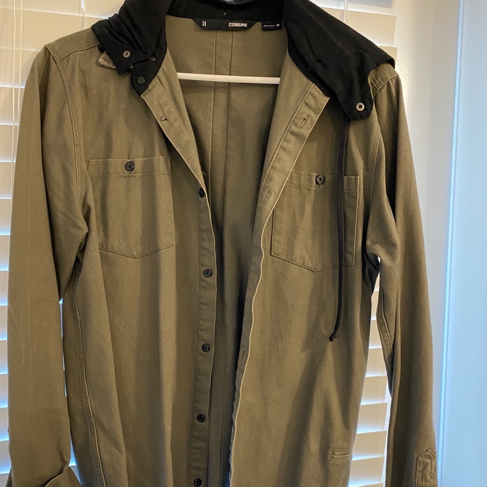 Olive green/Black shirt w hood